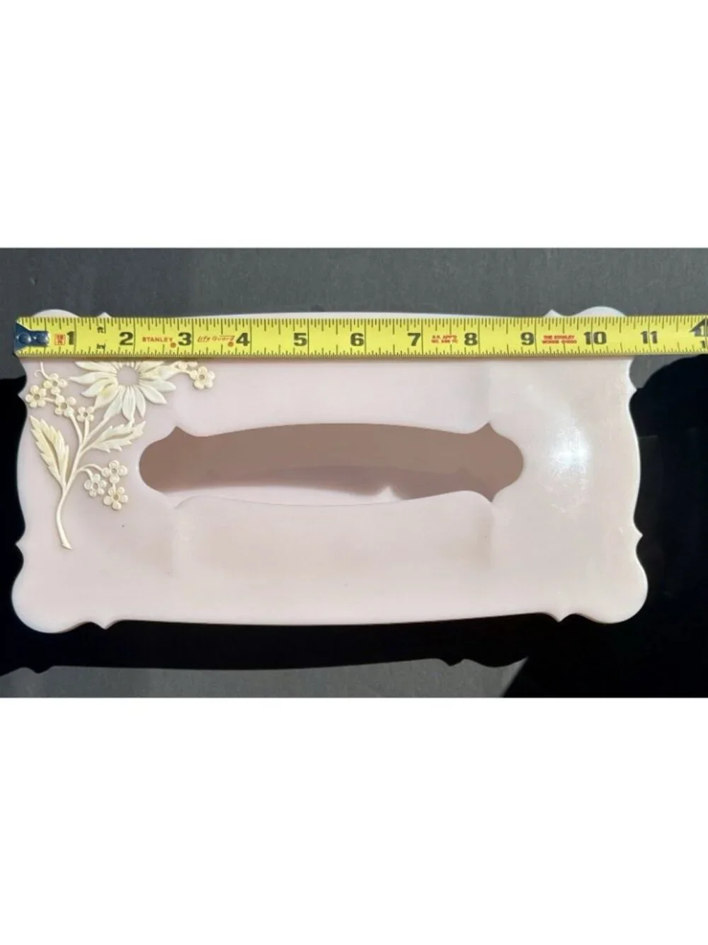 50s Vintage Plastic Tissue Box Holder Pink Schwarz Bros Hinge Top Floral
